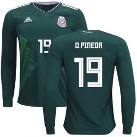 Wholesale Cheap Mexico #19 O.Pineda Home Long Sleeves Soccer Country Jersey