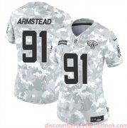 Cheap Women's Jacksonville Jaguars #91 Arik Armstead 2024 F.U.S.E Arctic Camo Salute To Service Limited Stitched Football Jersey(Run Small)