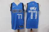 Wholesale Cheap Men's Dallas Mavericks #77 Luka Doncic 75th Anniversary Diamond Blue 2021 Stitched Jersey