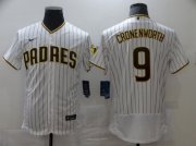 Wholesale Cheap Men San Diego Padres 9 Cronenworth White stripe Elite 2021 Nike MLB Jersey