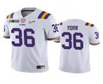 Wholesale Cheap Men's LSU Tigers #36 Cade York White 2020 National Championship Game Jersey