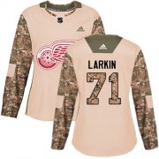 Wholesale Cheap Adidas Red Wings #71 Dylan Larkin Camo Authentic 2017 Veterans Day Women's Stitched NHL Jersey