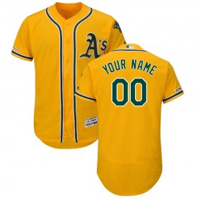 Wholesale Cheap Oakland Athletics Majestic Alternate Flex Base Authentic Collection Custom Jersey Gold