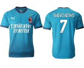 Wholesale Cheap Men 2020-2021 club AC milan away aaa version 7 blue Soccer Jerseys