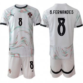 Cheap Men\'s Portugal Team #8 B.Fernandes 2025 White Away Soccer Jersey Suit