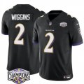 Cheap Men's Baltimore Ravens #2 Nate Wiggins Black F.U.S.E 2024 AFC North Division Champions Vapor Limited Football Jersey