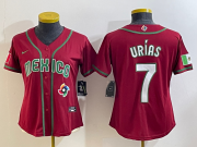 Cheap Women's Mexico Baseball #7 Julio Urias Number 2023 Red World Baseball Classic Stitched Jersey13