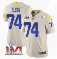 Wholesale Cheap Men's Los Angeles Rams #74 Merlin Olsen 2022 Bone Super Bowl LVI Vapor Limited Stitched Jersey