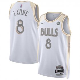 Cheap Men\'s Chicago Bulls #8 Zach LaVine White 2024-25 City Edition Stitched Basketball Jersey