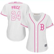 Wholesale Cheap Red Sox #24 David Price White/Pink Fashion Women's Stitched MLB Jersey