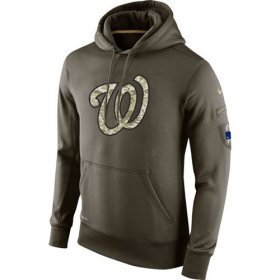 Wholesale Cheap Men\'s Washington Nationals Nike Olive Salute To Service KO Performance Hoodie