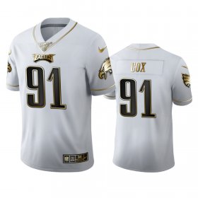 Wholesale Cheap Philadelphia Eagles #91 Fletcher Cox Men\'s Nike White Golden Edition Vapor Limited NFL 100 Jersey