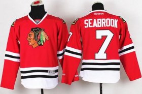 Wholesale Cheap Blackhawks #7 Brent Seabrook Red Stitched Youth NHL Jersey