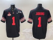 Cheap Men's Ohio State Buckeyes #1 Quinshon Judkins Black 2025 CFP Final With National Champions Patch F.U.S.E. Vapor Limited Stitched Football Jersey