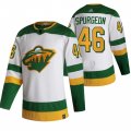 Wholesale Cheap Minnesota Wild #46 Jared Spurgeon White Men's Adidas 2020-21 Reverse Retro Alternate NHL Jersey