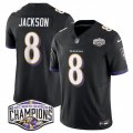 Cheap Men's Baltimore Ravens #8 Lamar Jackson Black F.U.S.E 2024 AFC North Division Champions Vapor Limited Football Jersey