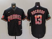 Cheap Men's San Diego Padres #13 Manny Machado Black Mexico Cool Base Stitched Jersey