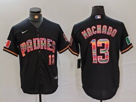 Cheap Men\'s San Diego Padres #13 Manny Machado Black Mexico Cool Base Stitched Jersey