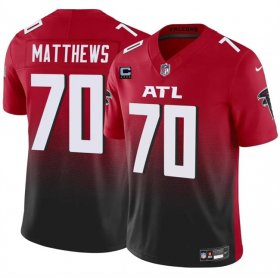 Cheap Men\'s Atlanta Falcons #70 Jake Matthews Red Black 2024 F.U.S.E With 4-Star C Patch Vapor Untouchable Limited Stitched Football Jersey