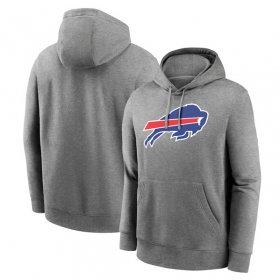 Cheap Men\'s Buffalo Bills Heather Gray Primary Logo Long Sleeve Hoodie T-Shirt