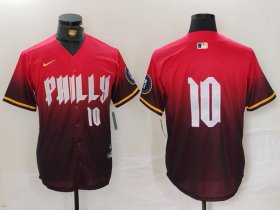 Cheap Mens Philadelphia Phillies #10 JT Realmuto Red 2024 City Connect Limited Stitched Jersey