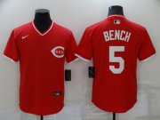 Wholesale Cheap Men's Cincinnati Reds #5 Johnny Bench Red Pullover Throwback Nike Jersey