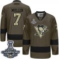 Wholesale Cheap Penguins #7 Joe Mullen Green Salute to Service 2017 Stanley Cup Finals Champions Stitched NHL Jersey