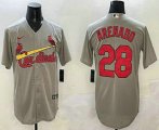 Cheap Men's St Louis Cardinals #28 Nolan Arenado Grey Stitched Cool Base Nike Jersey