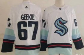 Wholesale Cheap Men\'s Seattle Kraken #67 Morgan Geekie White Authentic Jersey