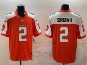 Cheap Men's Denver Broncos #2 Patrick Surtain II Orange White 2024 F.U.S.E. V2 Throwback Vapor Limited Alternate Stitched Jersey