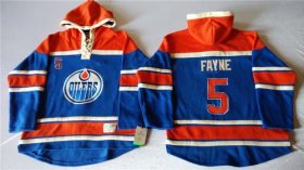 Wholesale Cheap Oilers #5 Mark Fayne Light Blue Sawyer Hooded Sweatshirt Stitched NHL Jersey