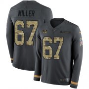 Wholesale Cheap Nike Bengals #67 John Miller Anthracite Salute to Service Men's Stitched NFL Limited Therma Long Sleeve Jersey