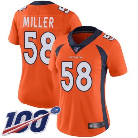 Wholesale Cheap Nike Broncos #58 Von Miller Orange Team Color Women\'s Stitched NFL 100th Season Vapor Limited Jersey