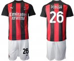 Wholesale Cheap Men 2020-2021 club AC milan home 26 red Soccer Jerseys