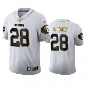 Wholesale Cheap San Francisco 49ers #28 Jerick Mckinnon Men\'s Nike White Golden Edition Vapor Limited NFL 100 Jersey