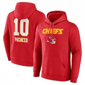 Cheap Men\'s Kansas City Chiefs #10 Isiah Pacheco Red Wordmark Player Name & Number Pullover Hoodie