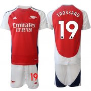 Cheap Men's Arsenal F.C #19 Leandro Trossard 2024 Red Home Soccer Jersey Suit