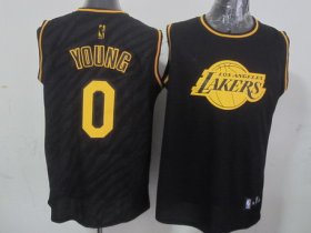 Wholesale Cheap Los Angeles Lakers #0 Nick Young Revolution 30 Swingman 2014 Black With Gold Jersey