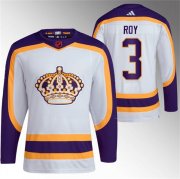 Wholesale Cheap Men's Los Angeles Kings #3 Matt Roy White 2022 Reverse Retro Stitched Jersey