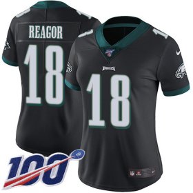 Wholesale Cheap Nike Eagles #18 Jalen Reagor Black Alternate Women\'s Stitched NFL 100th Season Vapor Untouchable Limited Jersey