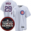 Cheap Men's Chicago Cubs #29 Michael Busch White 2025 World Tour Tokyo Series Home Stitched Baseball Jersey