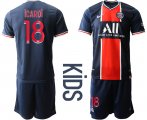 Wholesale Cheap Youth 2020-2021 club Paris St German home 18 blue Soccer Jerseys