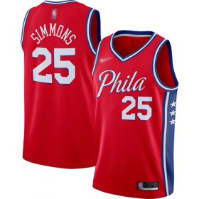 Wholesale Cheap 76ers #25 Ben Simmons Red Basketball Swingman Statement Edition 2019-2020 Jersey