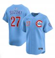 Cheap Men's Chicago Cubs #27 Seiya Suzuki Blue 2024-25 2nd Alternate Limited Stitched Baseball Jersey