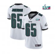 Wholesale Cheap Men's Philadelphia Eagles #65 Lane Johnson White Super Bowl LVII Patch Vapor Untouchable Limited Stitched Jersey