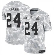 Cheap Men's Cleveland Browns #24 Nick Chubb 2024 F.U.S.E Arctic Camo Salute To Service Limited Stitched Football Jersey