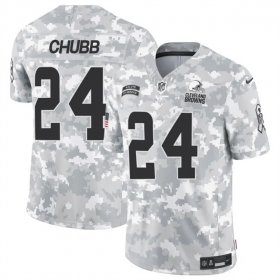 Cheap Men\'s Cleveland Browns #24 Nick Chubb 2024 F.U.S.E Arctic Camo Salute To Service Limited Stitched Football Jersey