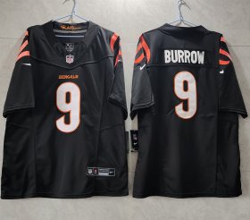 Wholesale Cheap Men\'s Cincinnati Bengals #9 Joe Burrow Black 2023 F.U.S.E. Vapor Untouchable Limited Stitched Jersey