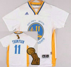 Wholesale Cheap Golden State Warriors #11 Klay Thompson Revolution 30 Swingman 2014 New White Short-Sleeved Jersey