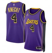 Cheap Men's Los Angeles Lakers #4 Dalton Knecht Purple 2024 Draft Statement Edition Stitched Basketball Jersey